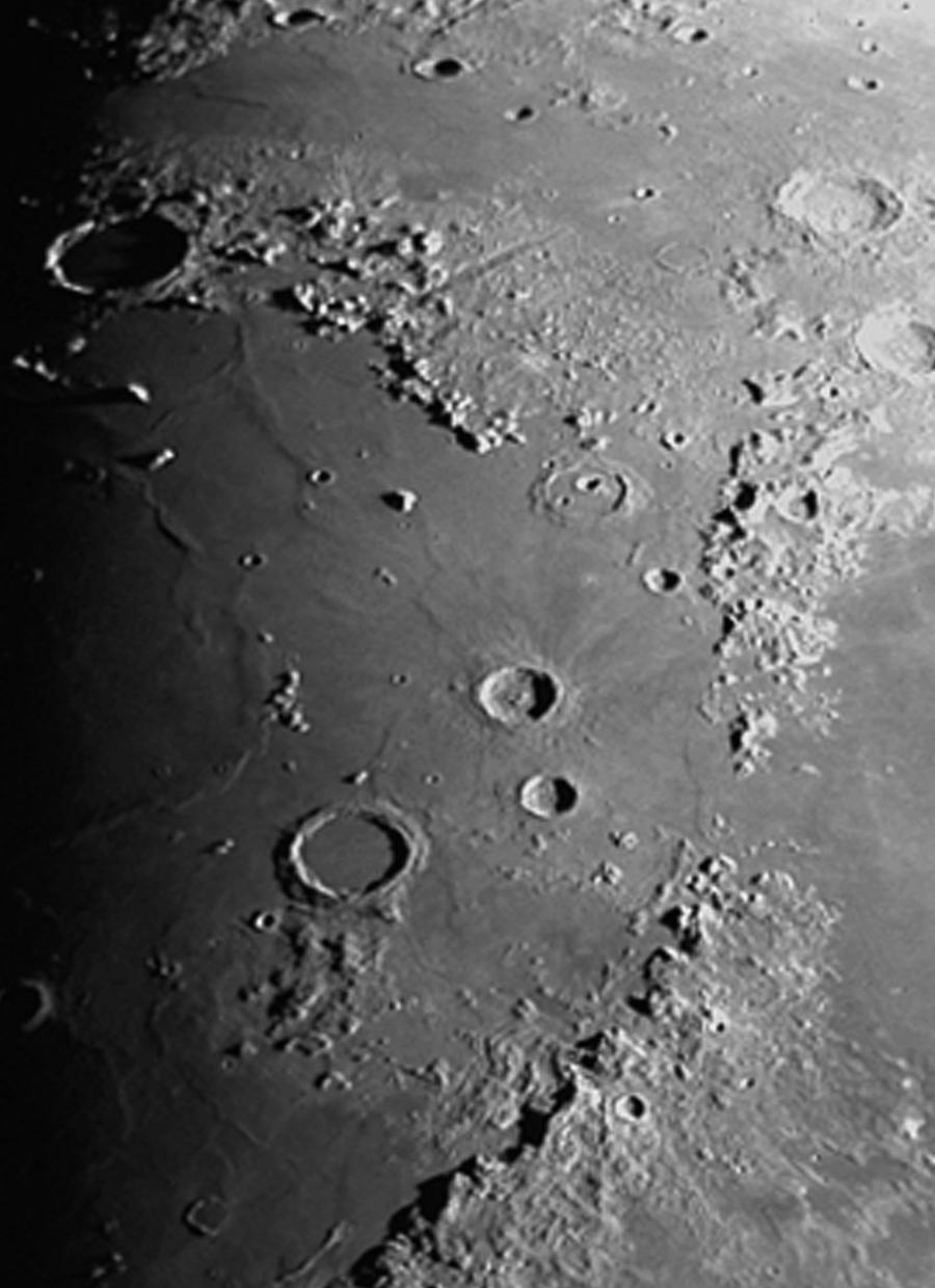 Part of Mare Imbrium ,top left of image Crater Plato - Alps -  Caucasus Mts  top right crater Aristoteles