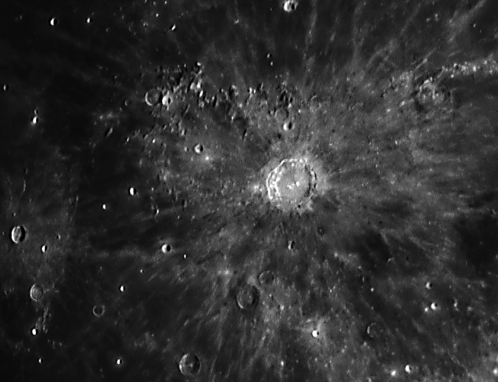 Crater Copernicus showing impact ray fractures 