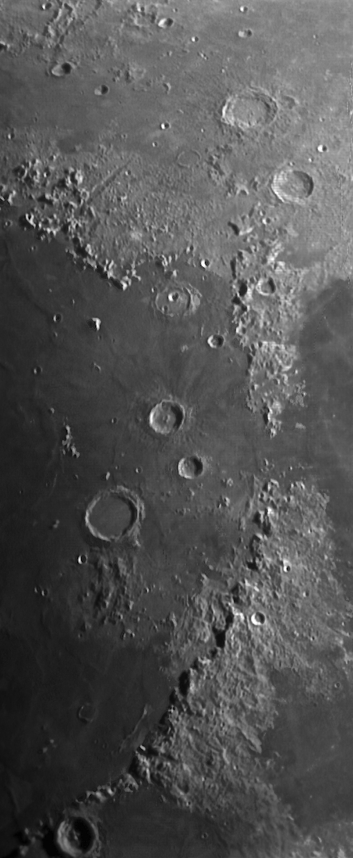 Apennine Mts - Caucaus Mts - Alps Mts & middle of image craters Archimedes - Autolychus - Aristillus